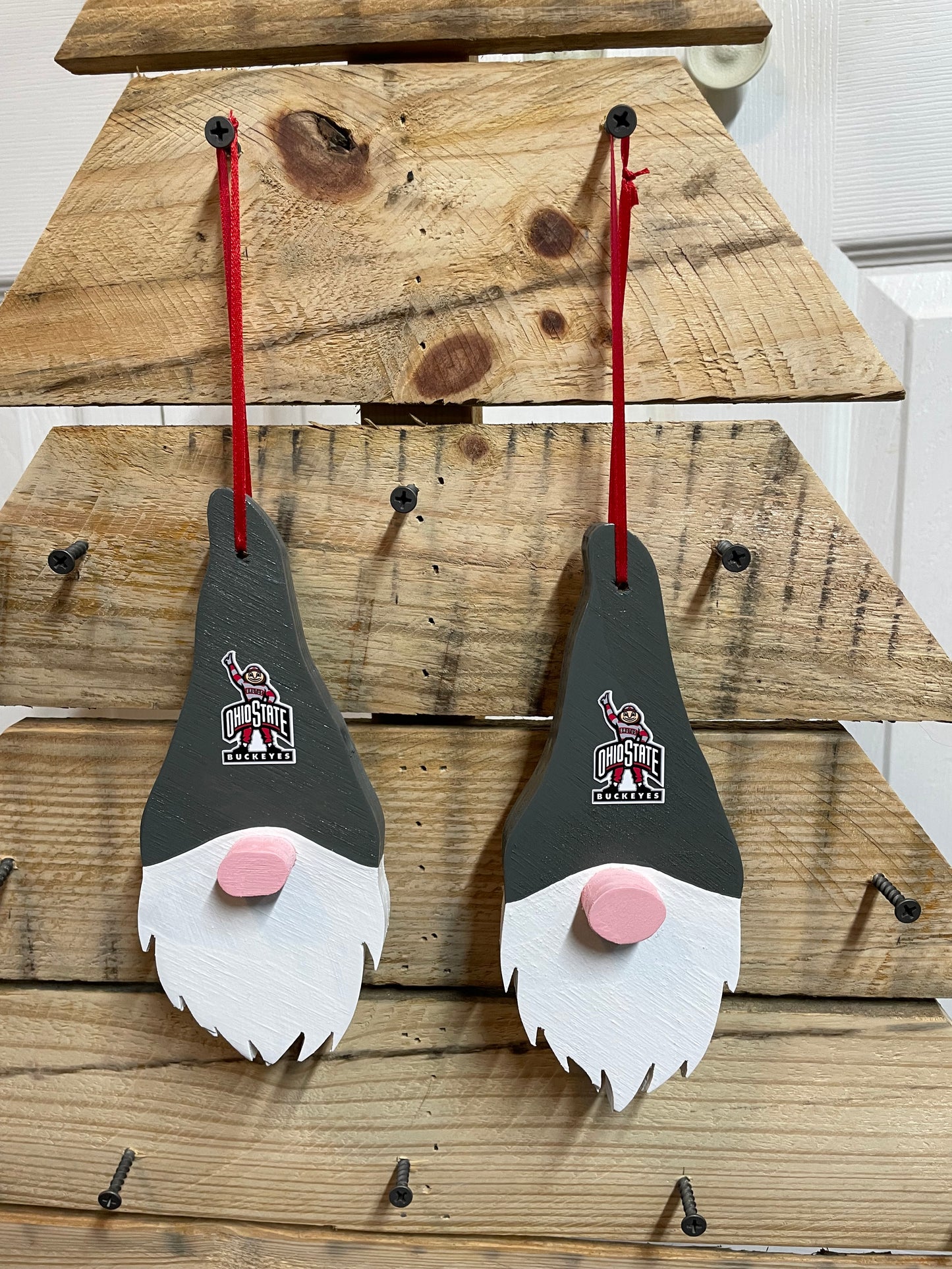 Ohio State Themed Gnome Ornament