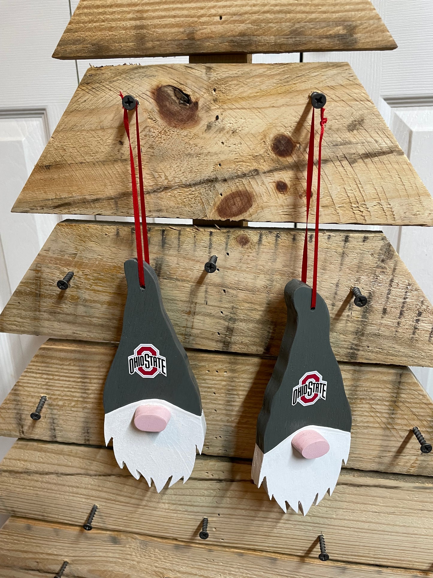 Ohio State Themed Gnome Ornament