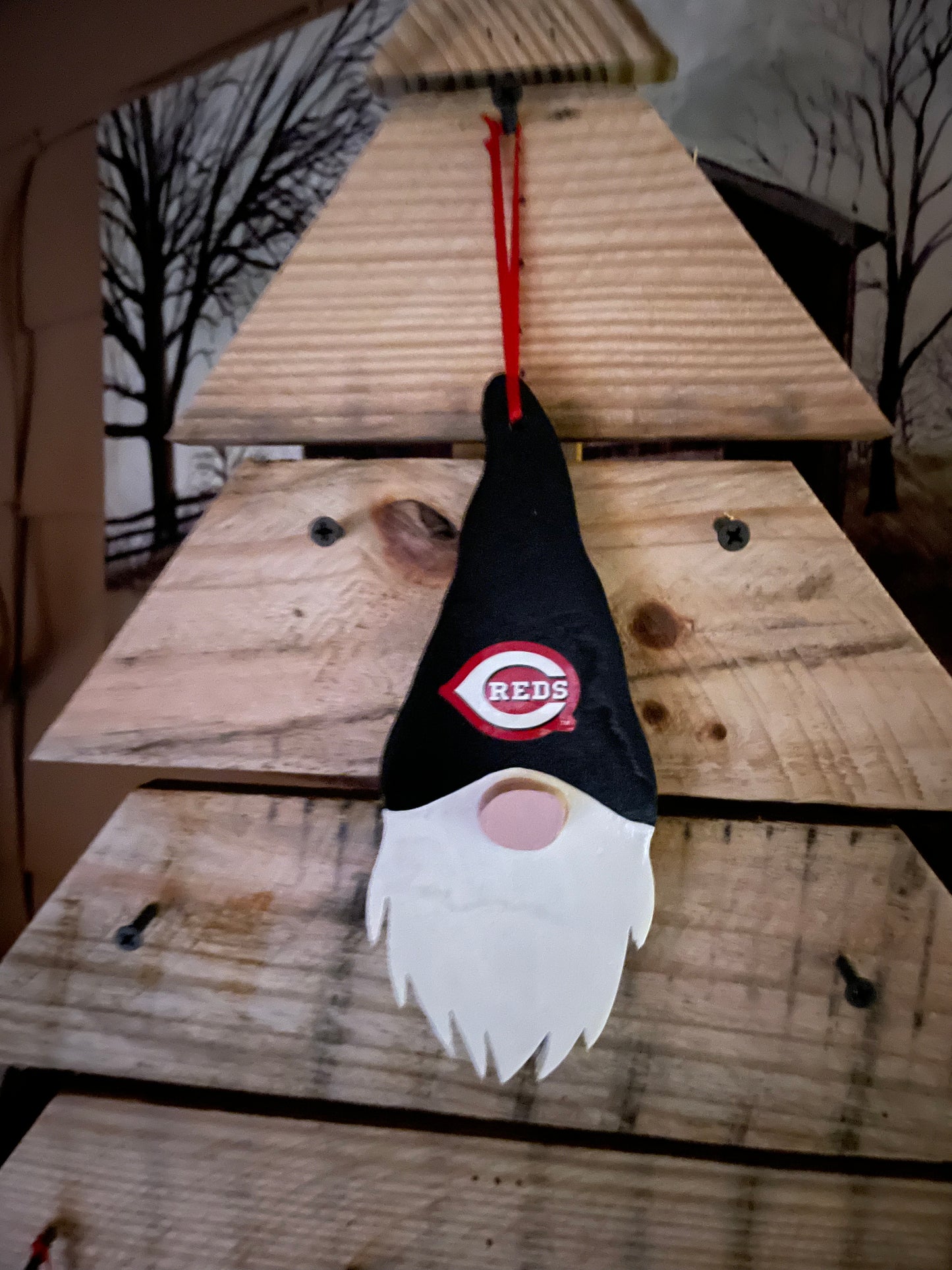 Cincinnati Reds Themed Gnome Ornament