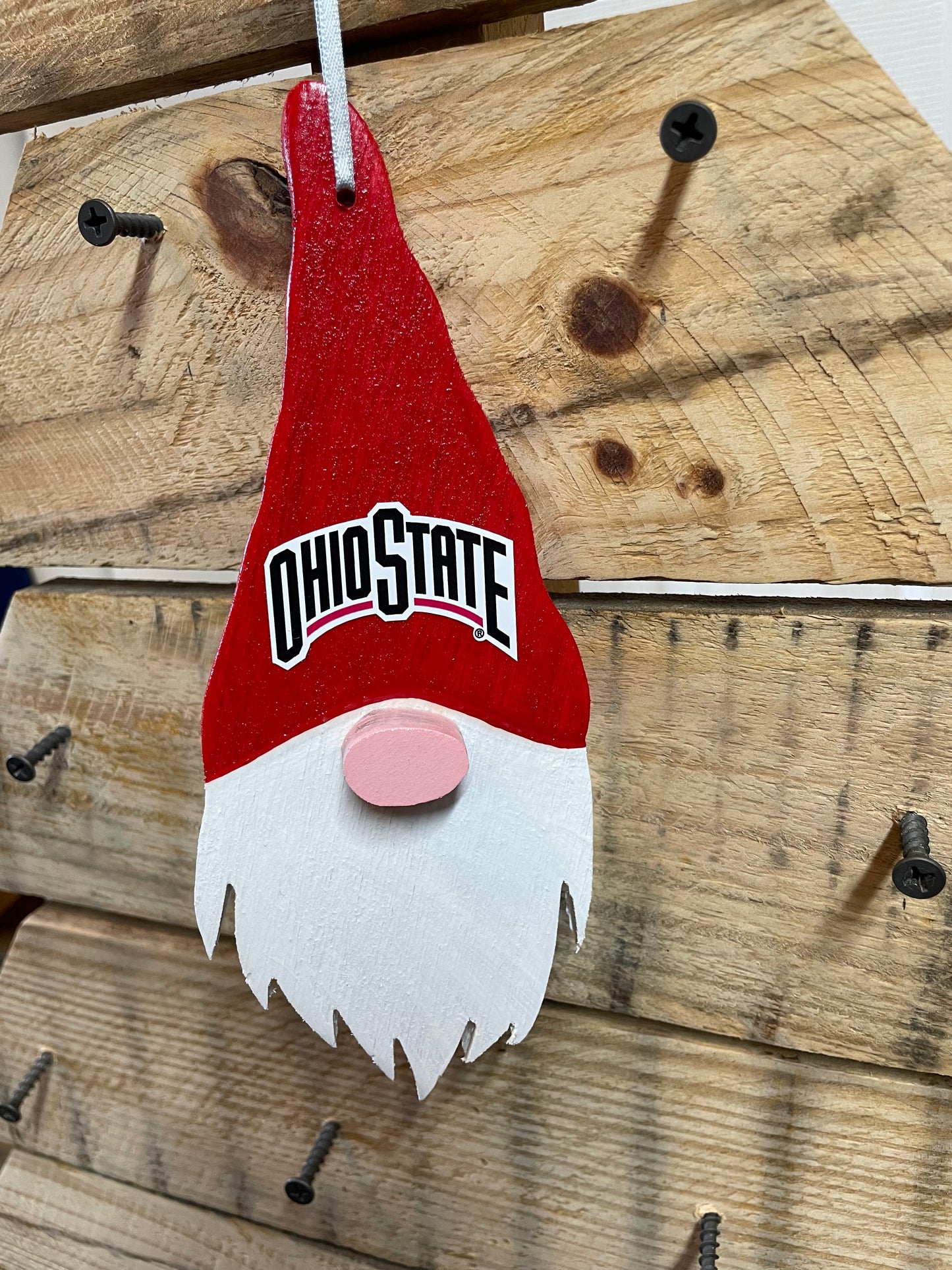 Ohio State Themed Gnome Ornament