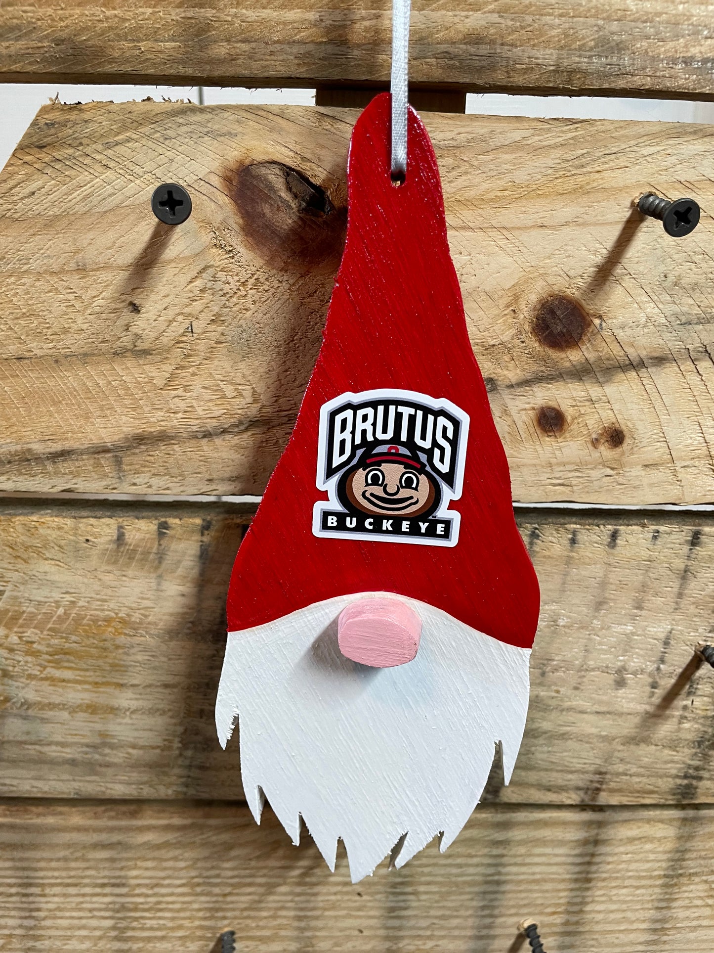 Ohio State Themed Gnome Ornament