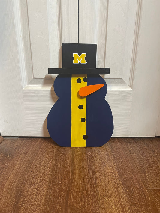 Michigan Wolverines Themed Snowman