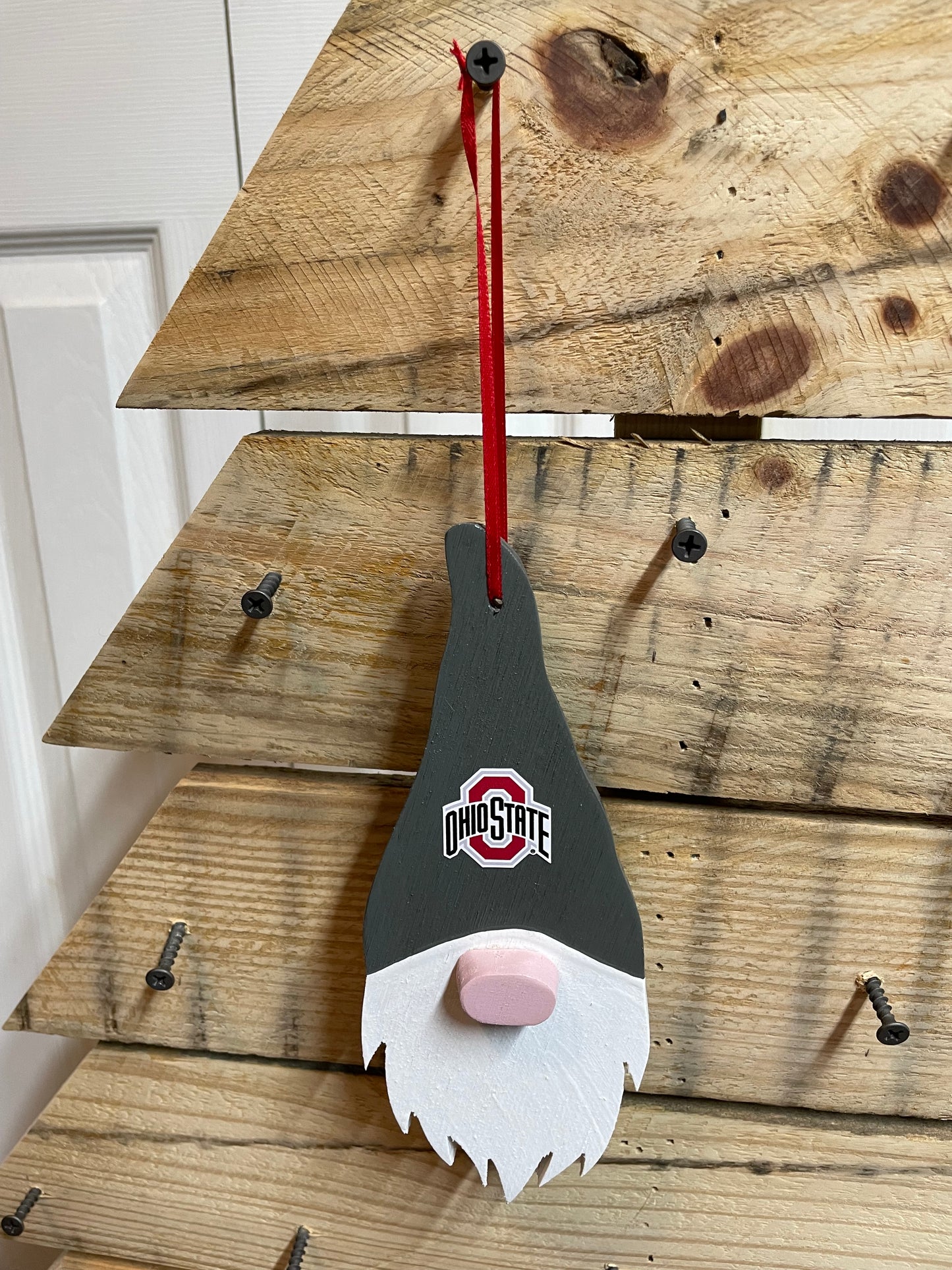 Ohio State Themed Gnome Ornament