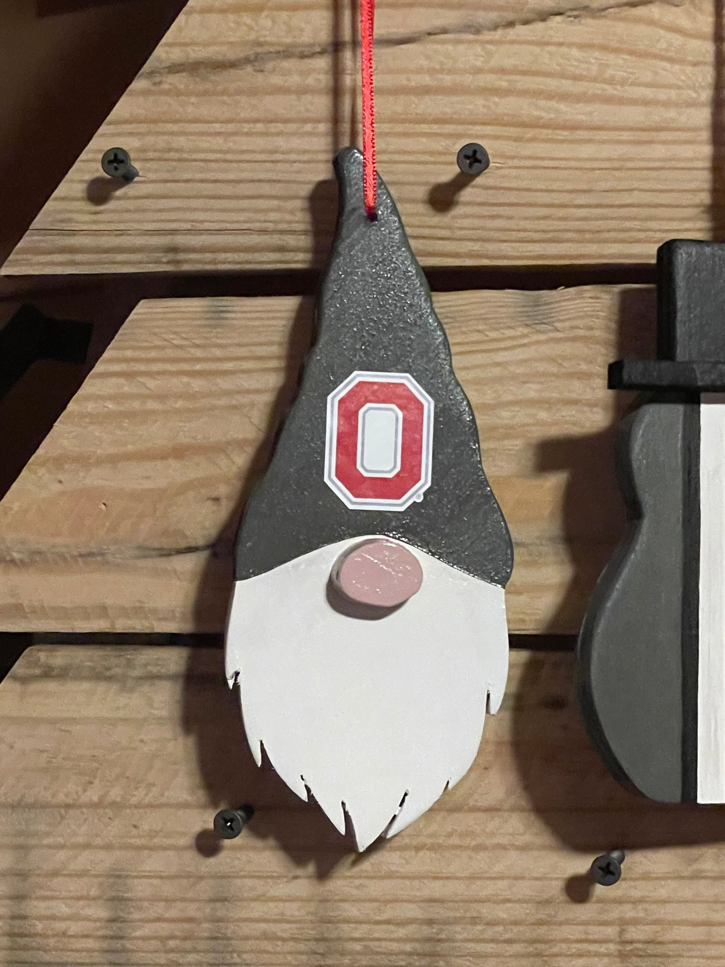 Ohio State Themed Gnome Ornament